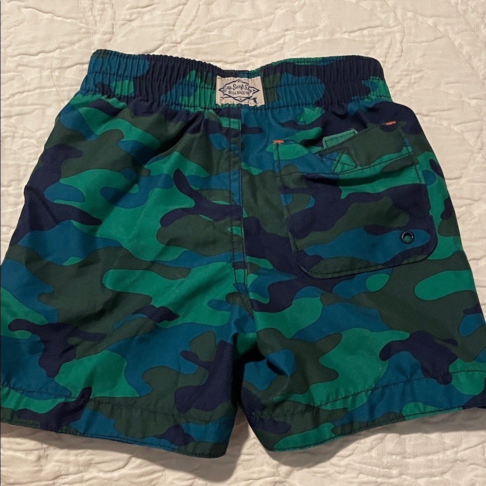 Gap Kids Camouflage Swim Shorts with Orange Drawstring - Picture 5 of 7